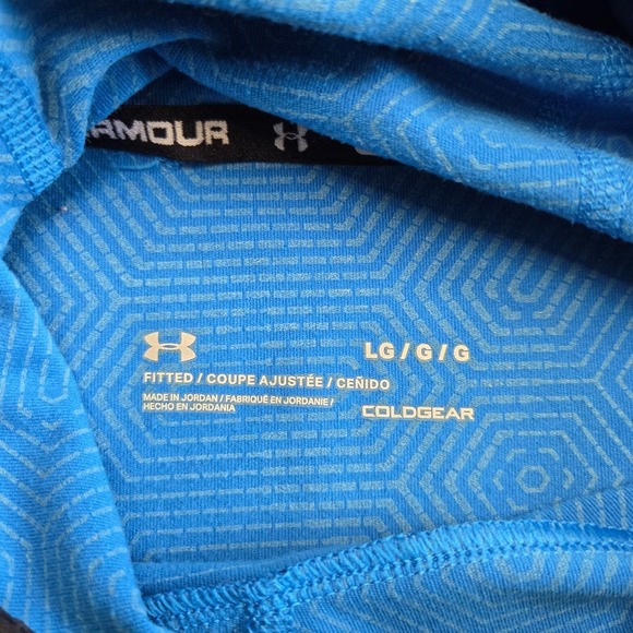 Under Armour Mens ColdGear Hoodie Long Sleeve Blue Gray Athletic Fitted Size LG - Picture 4 of 4